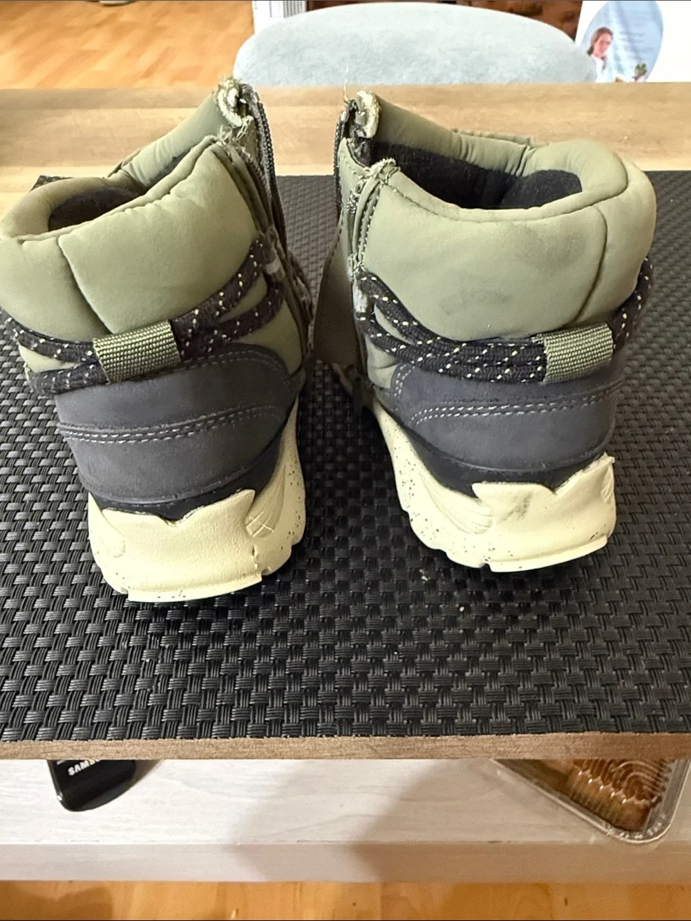 ZARA Kids Olive and Black Lace-Up Boots